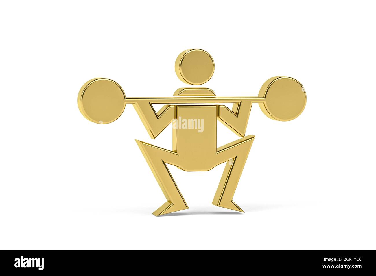 Icona Golden 3d Weightlifting isolata su sfondo bianco - rendering 3d Foto Stock