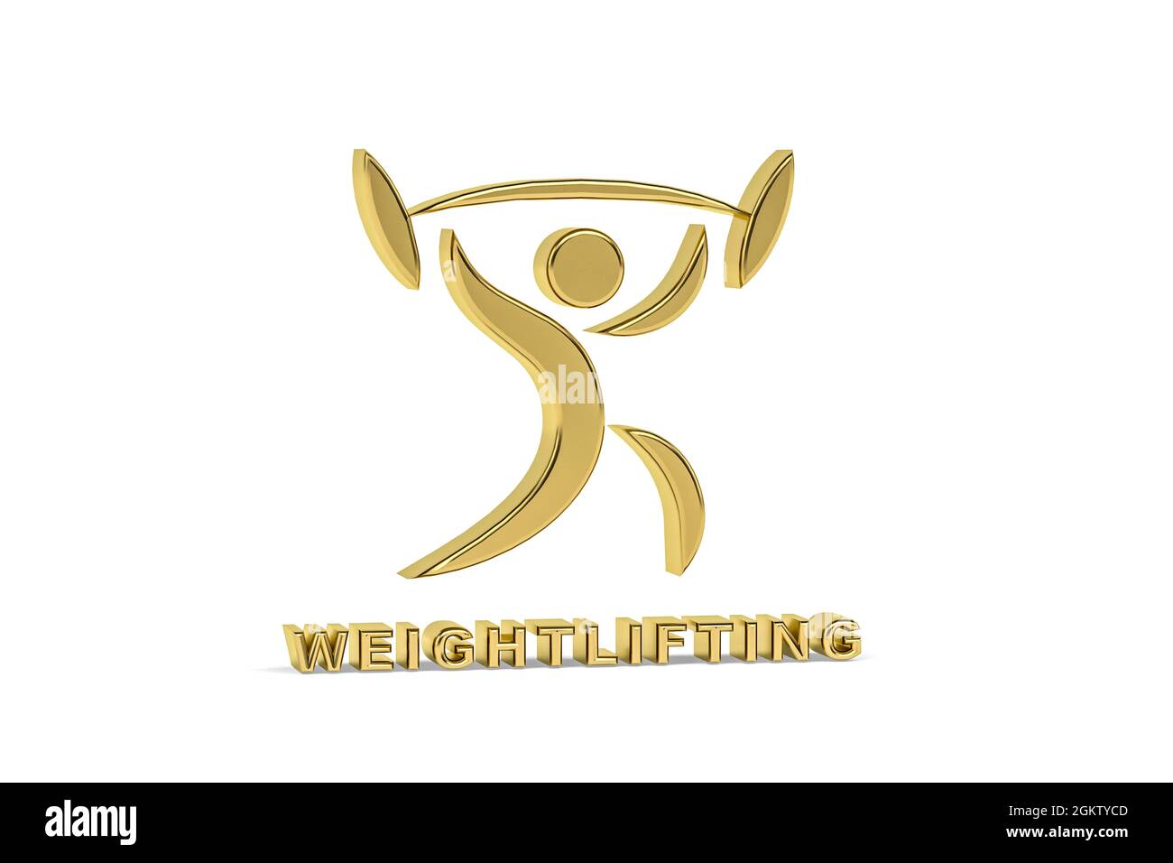 Icona Golden 3d Weightlifting isolata su sfondo bianco - rendering 3d Foto Stock