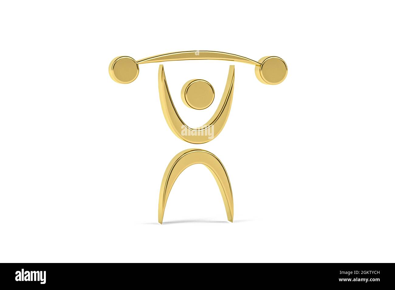 Icona Golden 3d Weightlifting isolata su sfondo bianco - rendering 3d Foto Stock