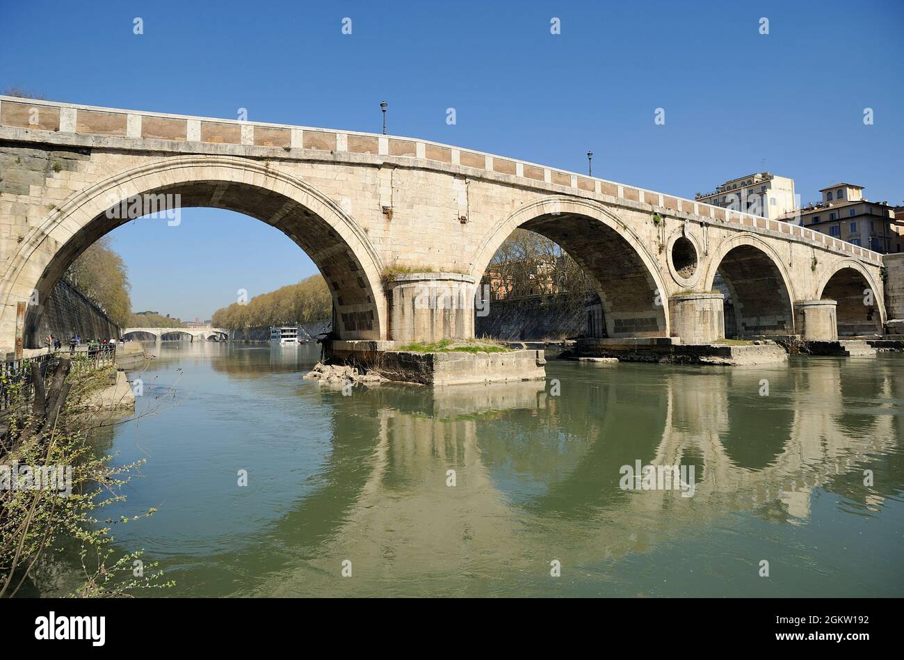 Italia, Roma, Tevere, Ponte Sisto Foto Stock