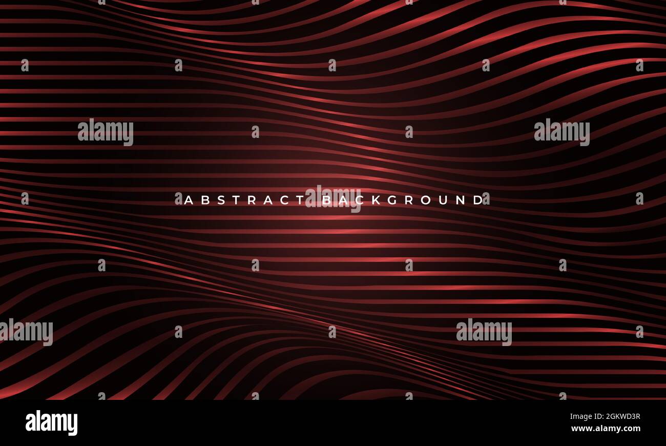 Astratto lusso rosso ondulato fluido luccicante forme eleganza sfondo geometrico. Linee d'onda orizzontali a righe concetto aziendale moderno per banner Illustrazione Vettoriale