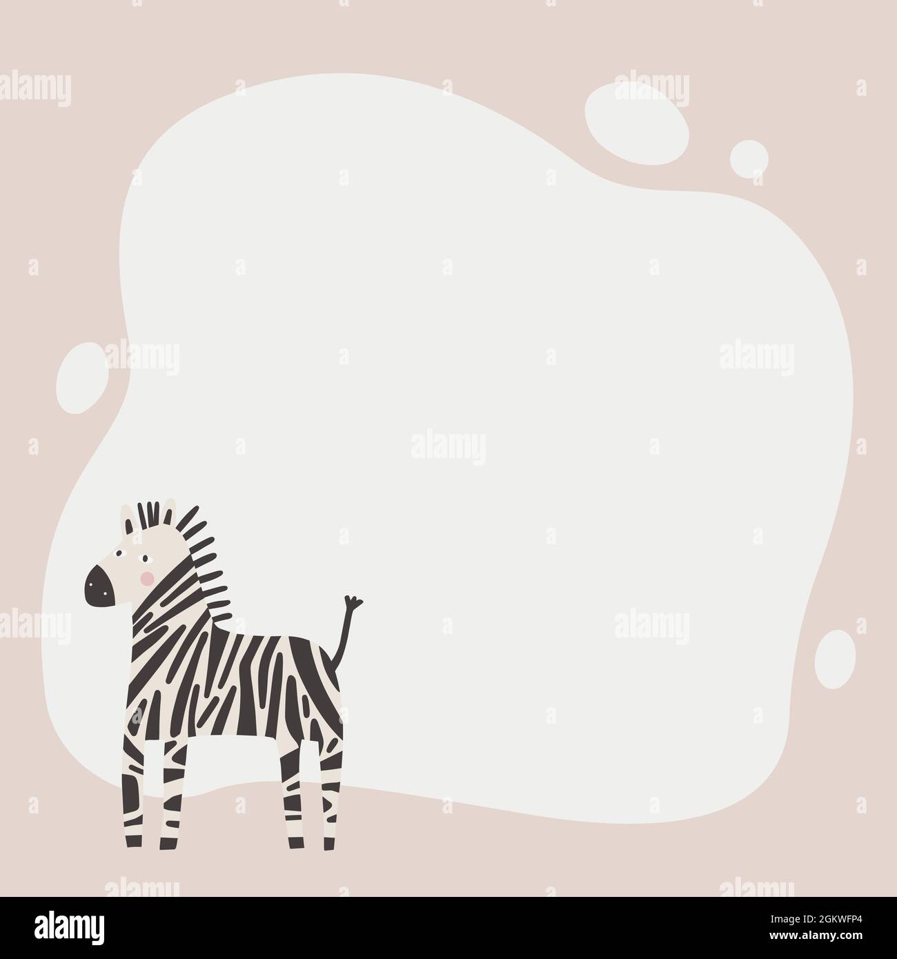 Cute animal una cornice blot in cartoon semplice disegnata a mano style.Template per il tuo testo o foto. Ideale per carte, inviti, feste, asilo nido, presco Illustrazione Vettoriale