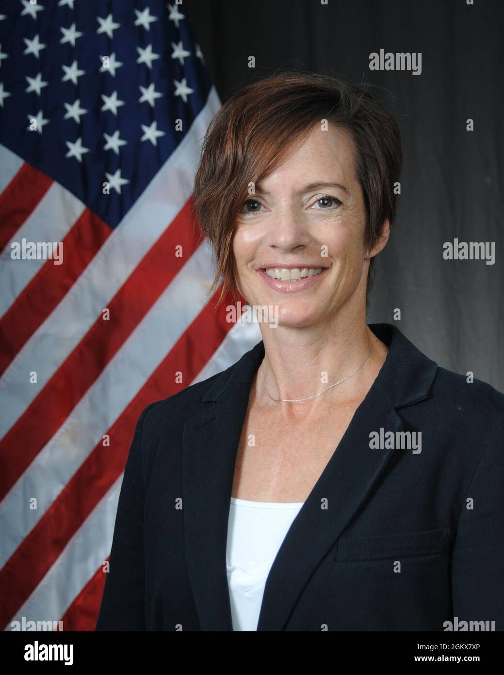 Michelle Pennington, Direttore Salute psicologica, 104th Fighter Wing Wellness Center, si pone per un ritratto ufficiale il 16 luglio 2021 nello studio di ala. Foto Stock