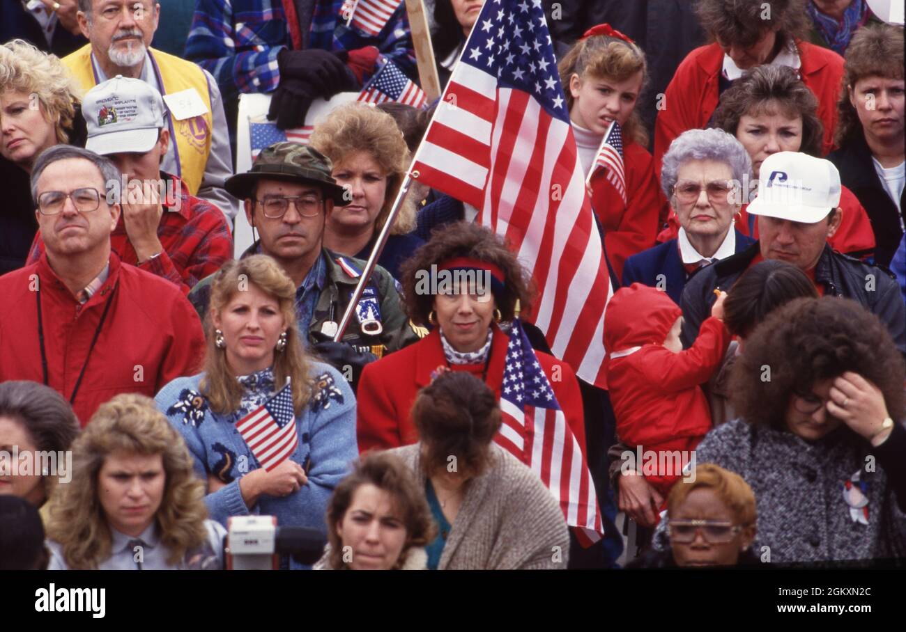 ©1992 America: Rally 'noi supportiamo le truppe' rally per la guerra del Golfo Persico a Gatesville, Texas Foto Stock