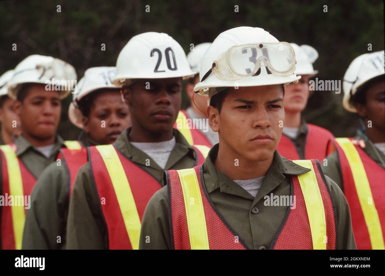 ©1989 Criminal Justice: Campo di stivali per Travis County, Texas prigionieri con crimini di basso livello al servizio delle loro condanne. MR RE 123-149. Foto Stock