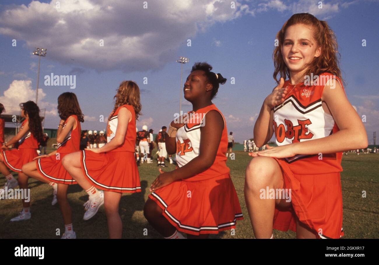©1993 Junior High School cheerleaders alla Dobie Middle School di Austin, TX Foto Stock