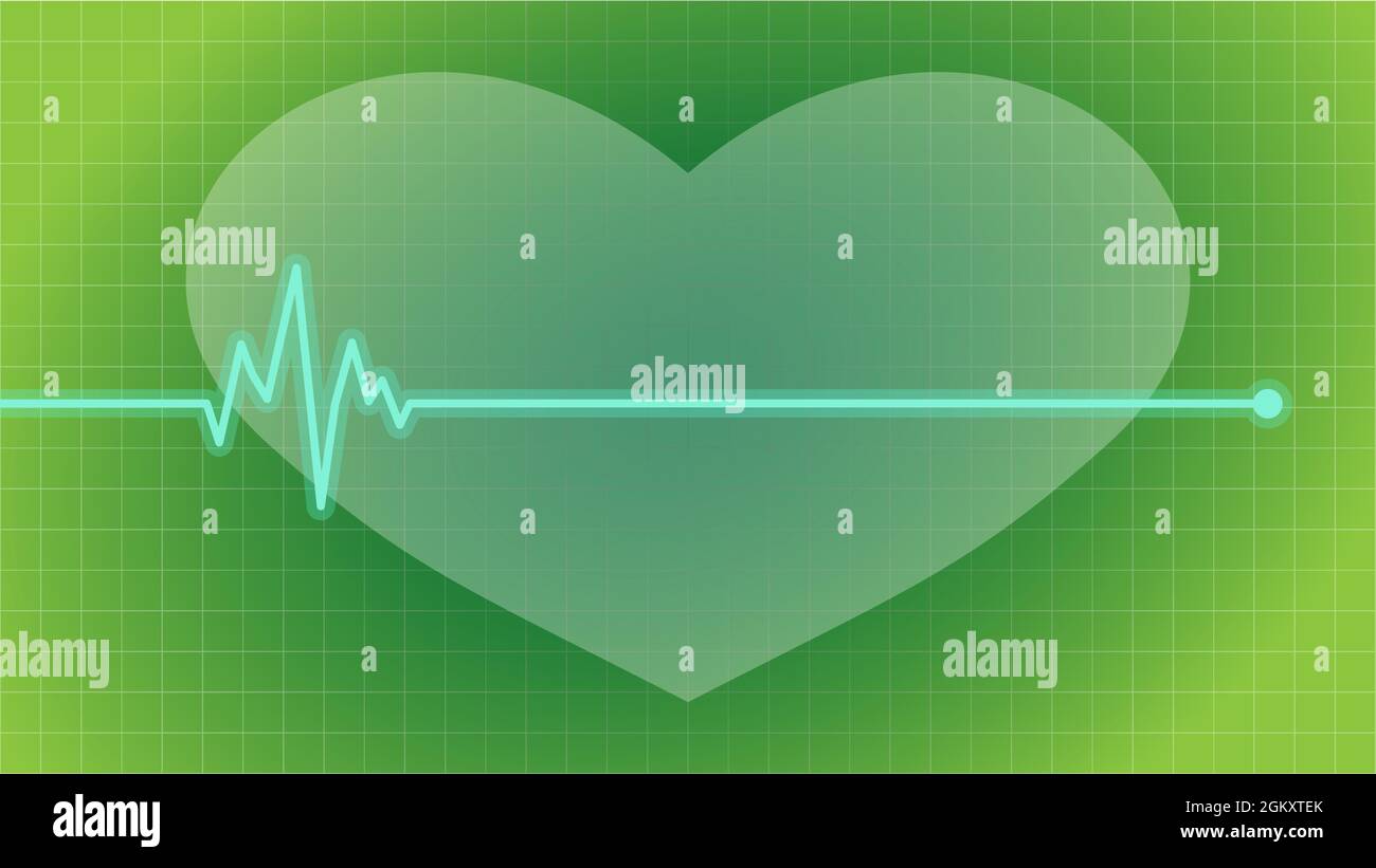 Diagramma heartbeat di colore verde, morte, decease, illustrazione del vettore di impulsi Illustrazione Vettoriale