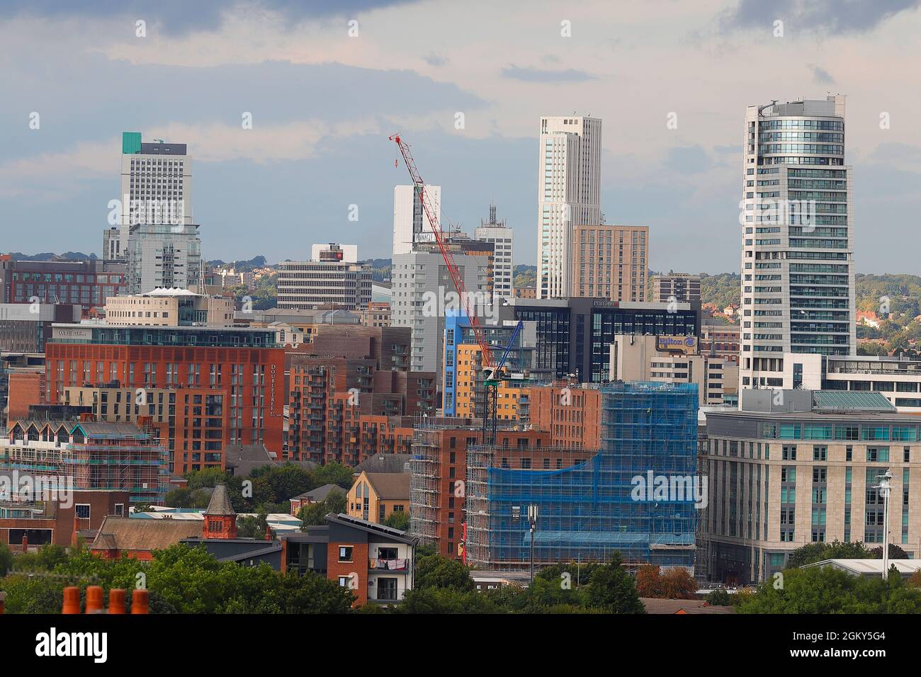 Vista sul centro di Leeds da Beeston Foto Stock