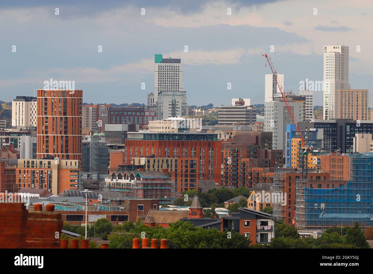 Vista sul centro di Leeds da Beeston Foto Stock