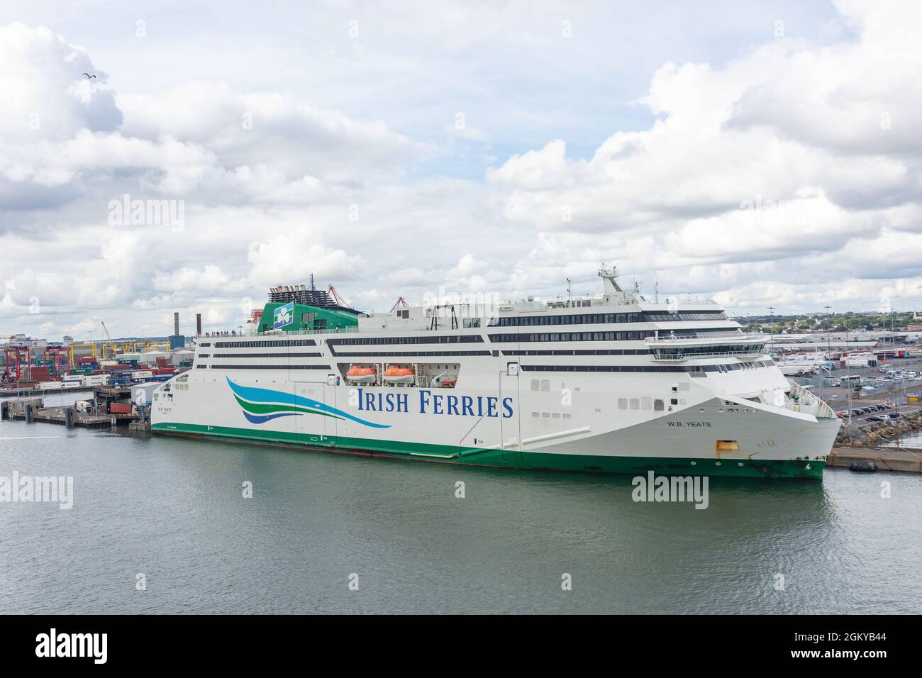 Irish Ferries W.B.Yeats traghetto passeggeri, porto di Dublino, Dublino, Repubblica d'Irlanda Foto Stock