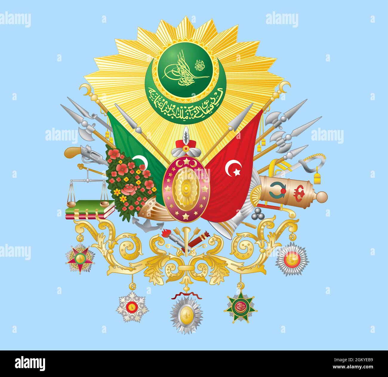 Bandiere del vettore di estrazione dell'impero ottomano Illustrazione Vettoriale