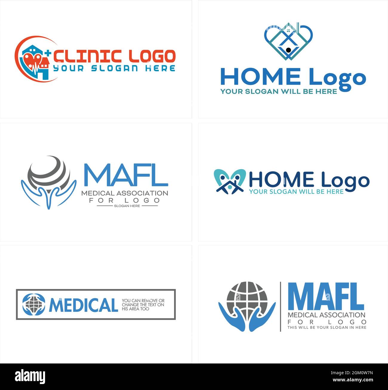 Clinica medica casa cura persone logo design Illustrazione Vettoriale