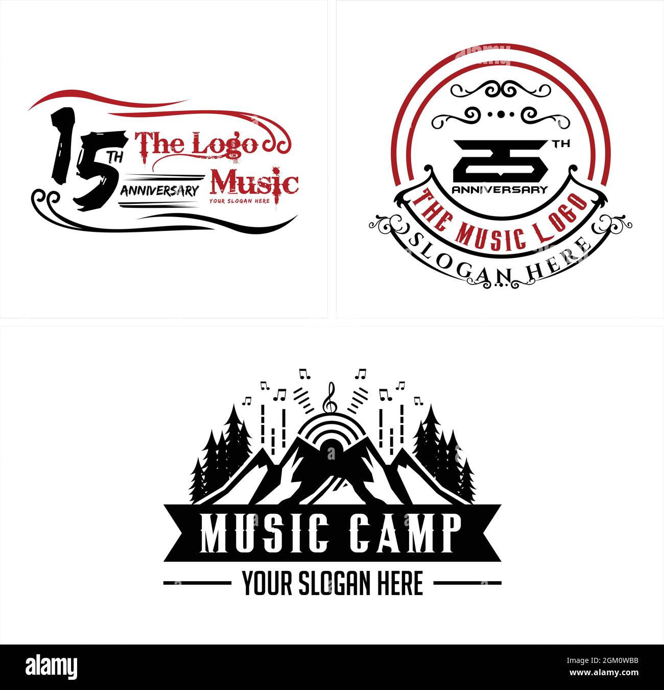 Intrattenimento il design del logo musicale dell'anniversario d'arte Illustrazione Vettoriale