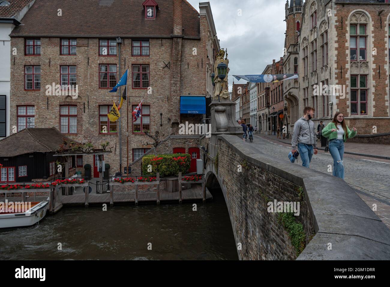 Nepomucenusbrug, Dijver, Brugge-Bruges, Belgio Foto Stock