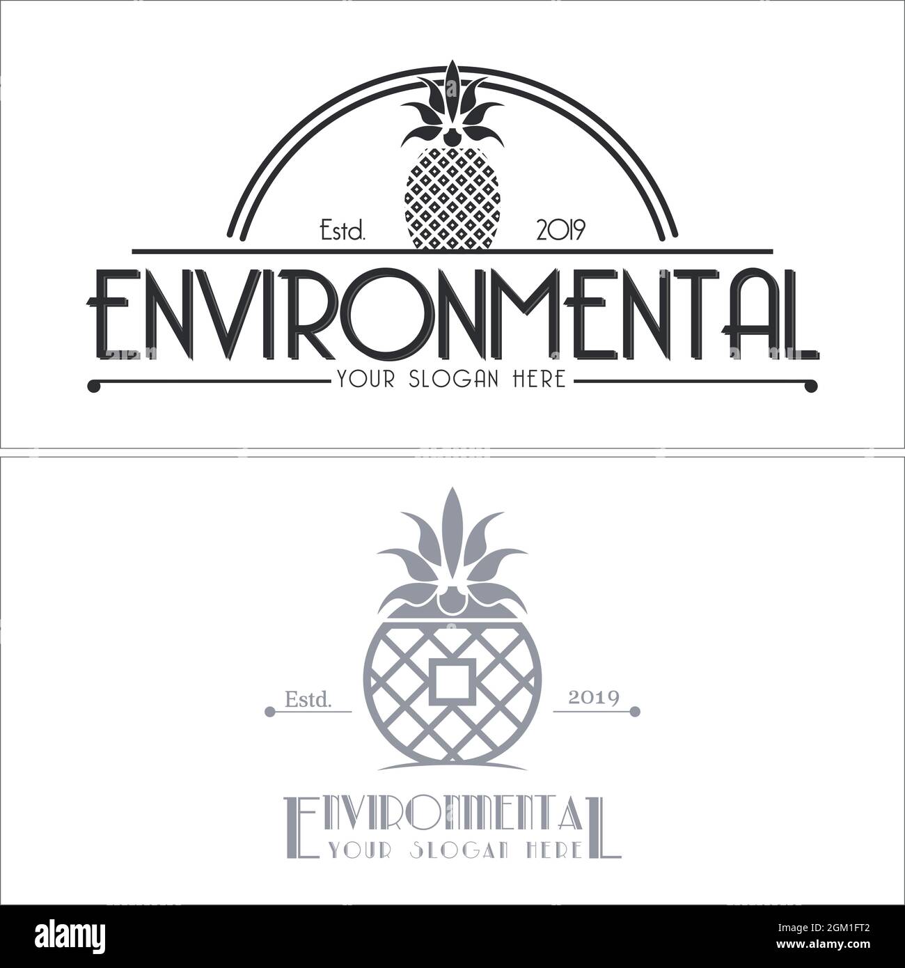 Design con logo di ananas per edifici ambientali Illustrazione Vettoriale