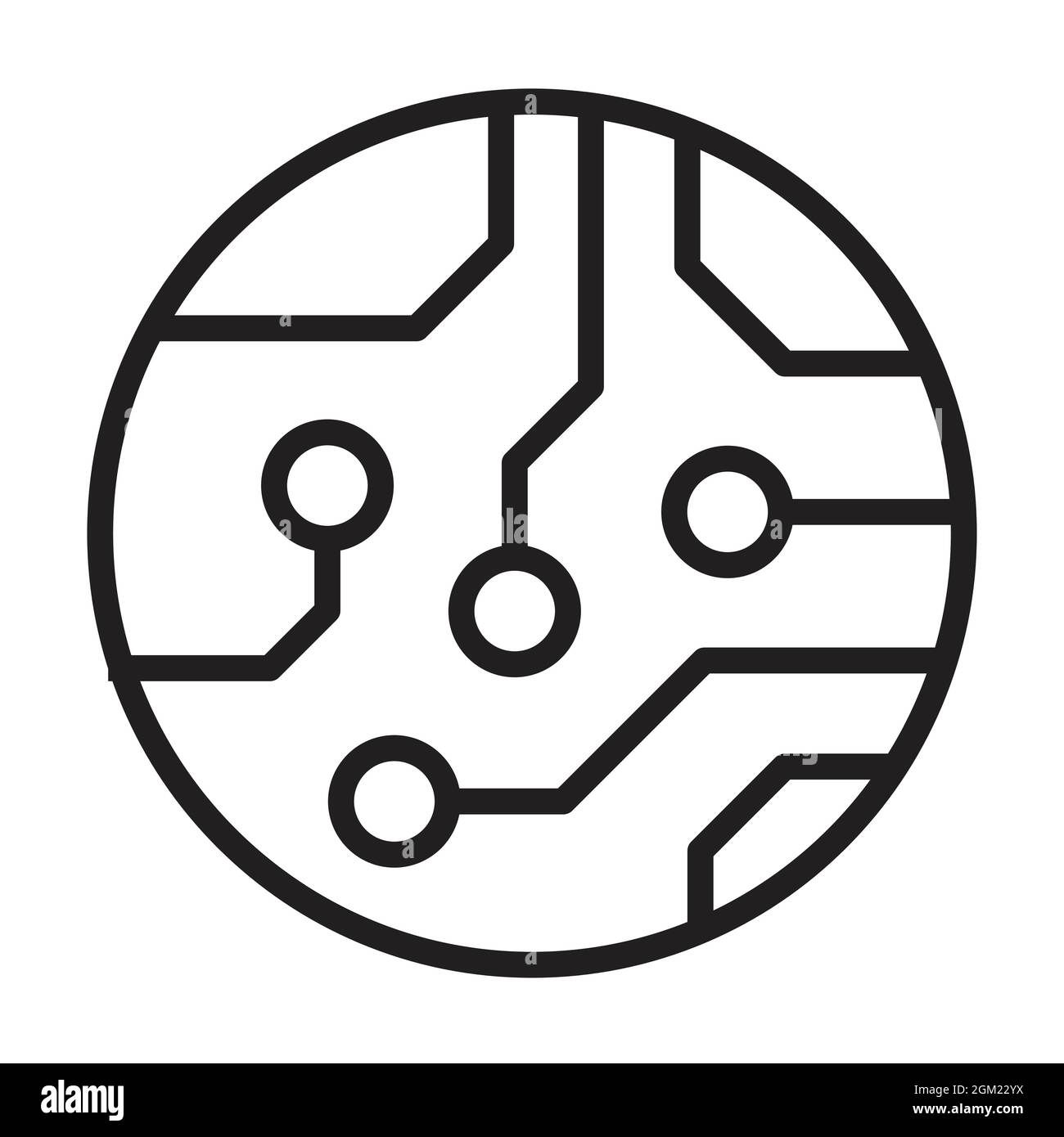 Scheda a circuito stampato, vettore di icone del contorno della tecnologia. Per il design del sito Web, il logo, l'app, l'interfaccia utente. Illustrazione vettoriale Illustrazione Vettoriale