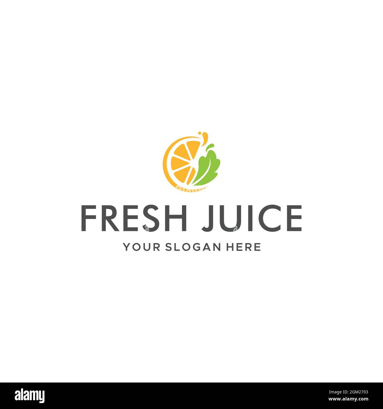 Moderno SUCCO DI FRUTTA FRESCO foglia di frutta arancione Logo design Illustrazione Vettoriale