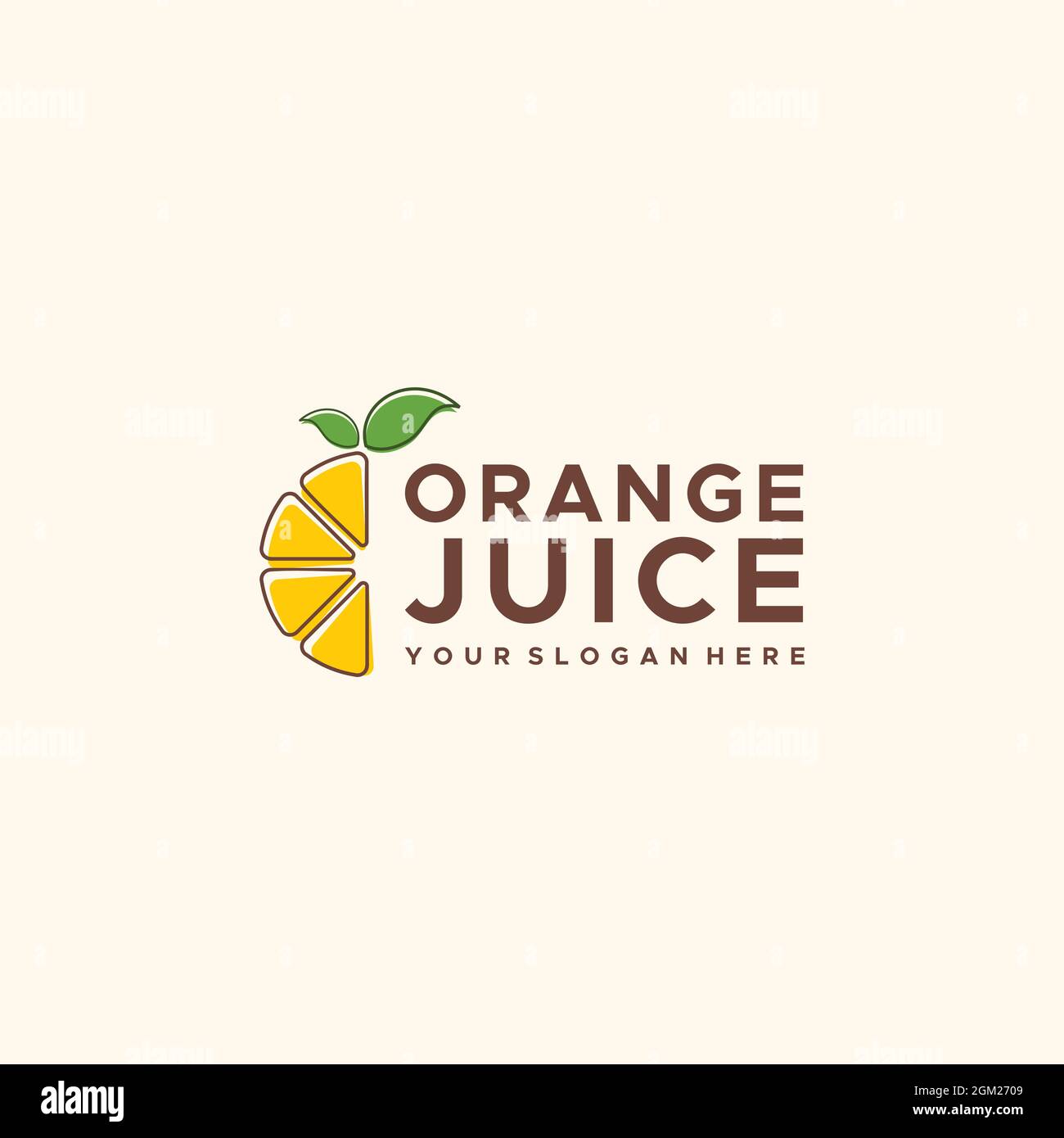 Moderna fetta DI SUCCO D'ARANCIA foglia frutta logo design Illustrazione Vettoriale