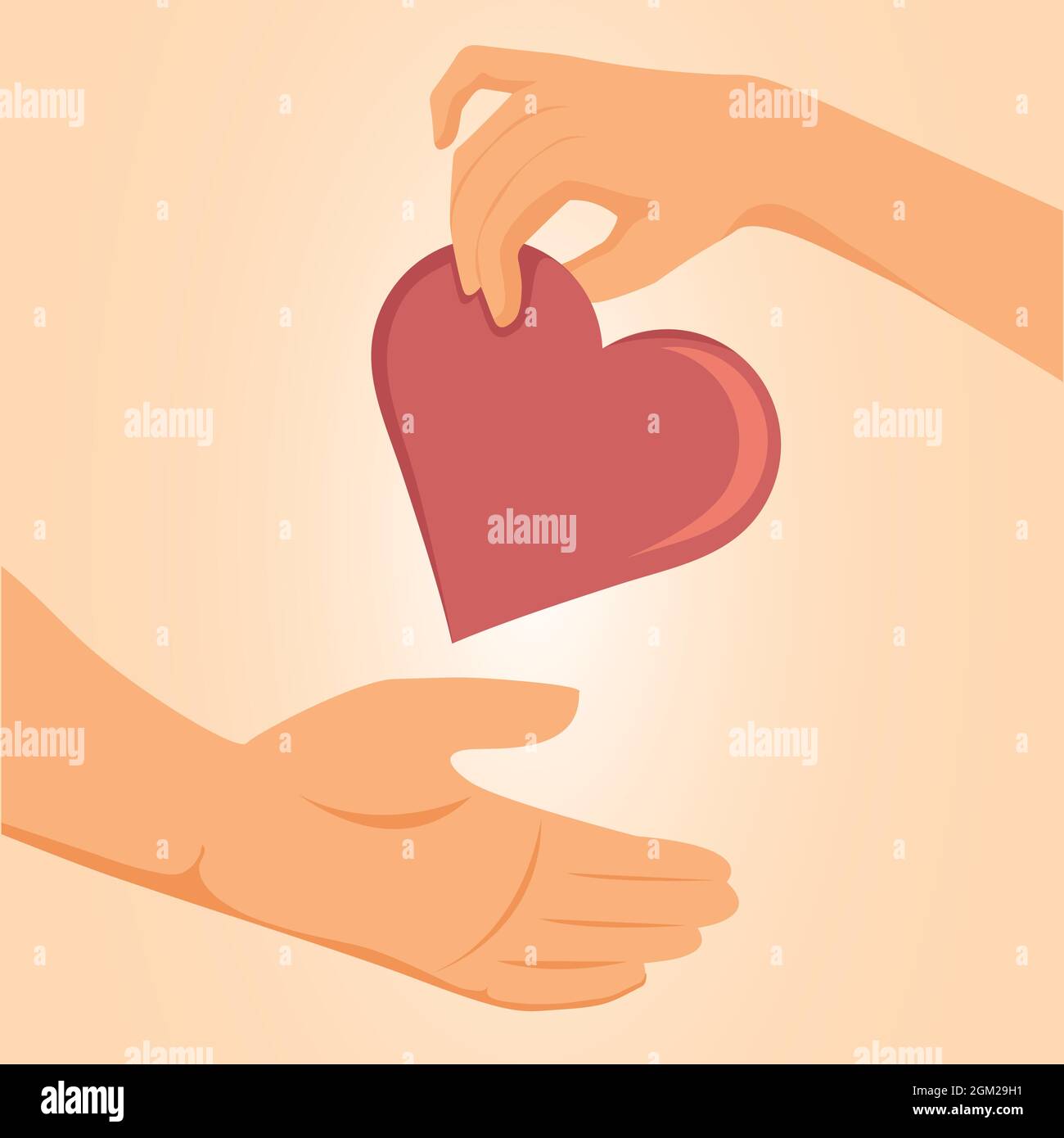 Concetto di amore di mano che dà il cuore, poster donazione modello illustrazione vettoriale Illustrazione Vettoriale