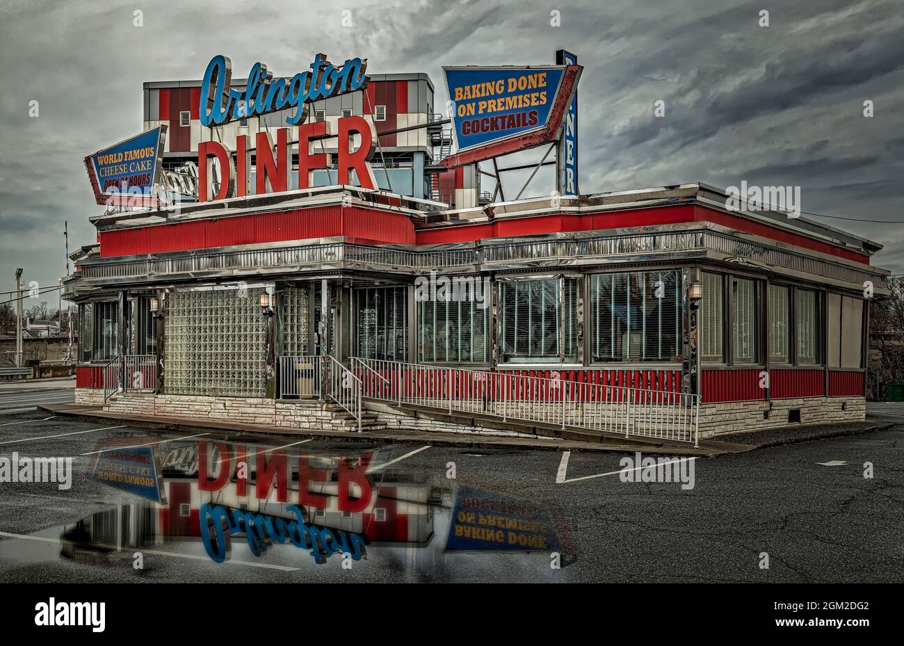 Arlington Diner NJ - Vista dell'annata cena in stile Americano a North Arlington, New Jersey. Il New Jersey è la capitale del mondo della cena e. Foto Stock