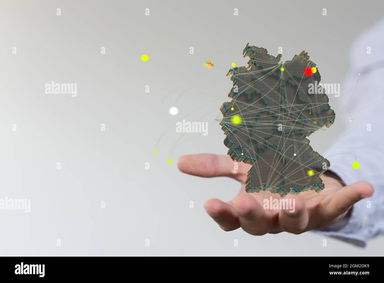 Rendering 3D della mappa digitale tedesca in mano Foto Stock