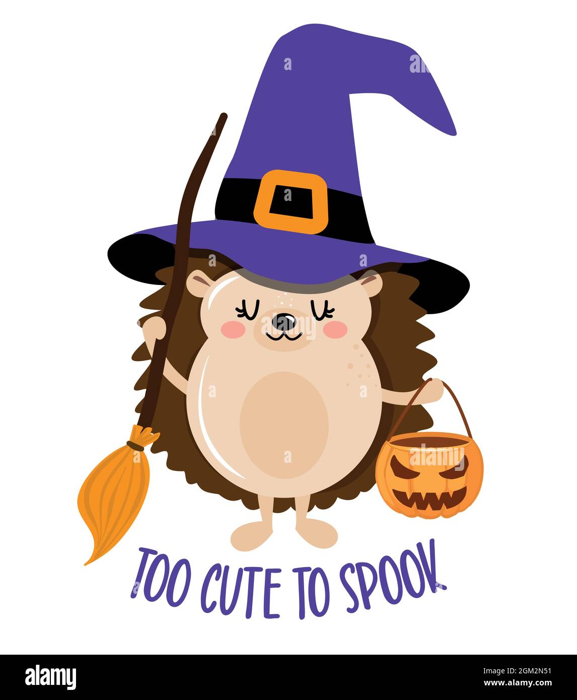 Troppo carino da spook, Halloween felice - divertente strega di Hedgehog. Hedgehog Doodle disegnare per la stampa. Adorabile poster per Halloween party, buono per t-shirt, gif Illustrazione Vettoriale