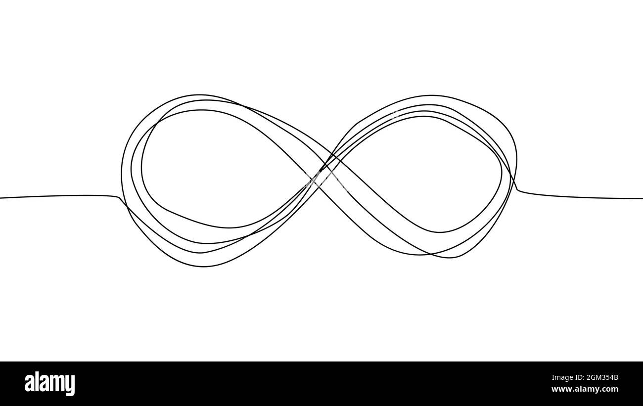Auto disegna animazione infinito segno una linea. Infinito eternità simbolo in varianti impostare il design con disegno a mano doodle stile Illustrazione Vettoriale
