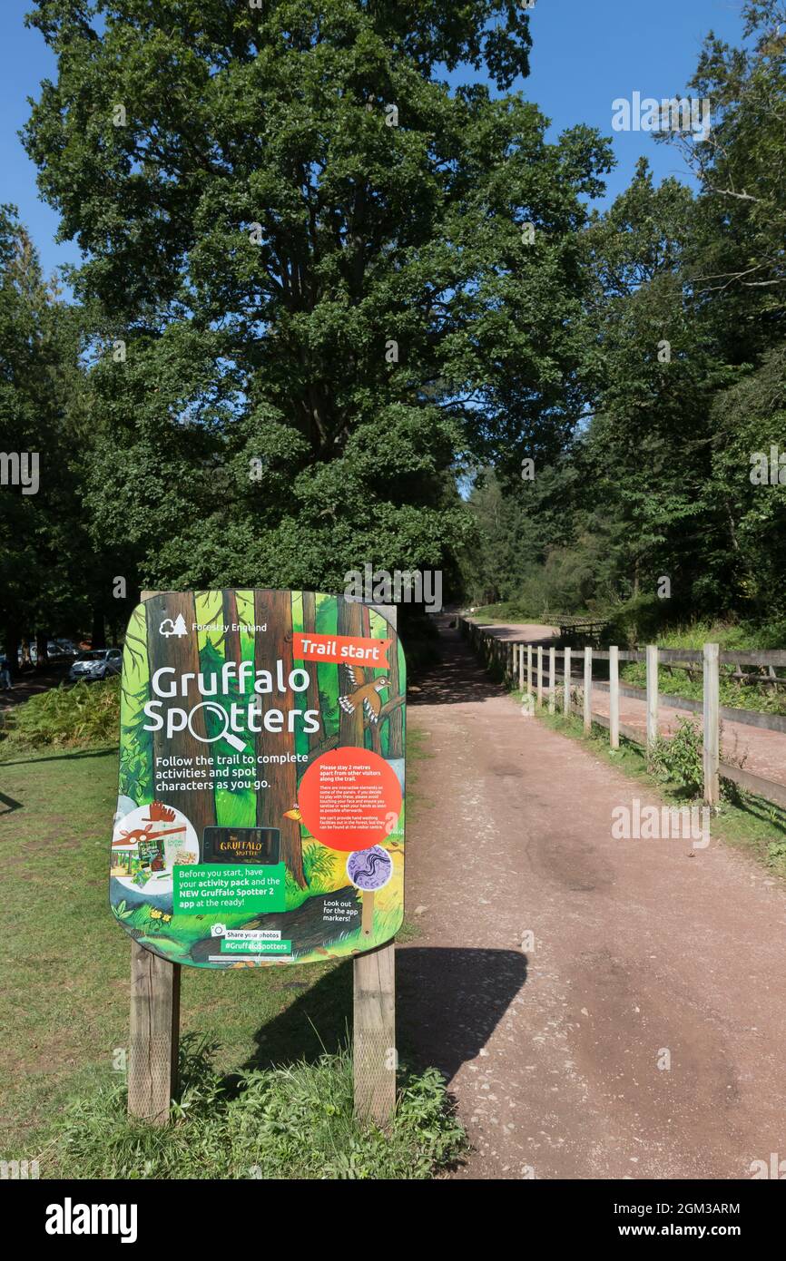 Sentiero di Sluplture temporanea Foresta di Dean Gloucestershire. Foto Stock