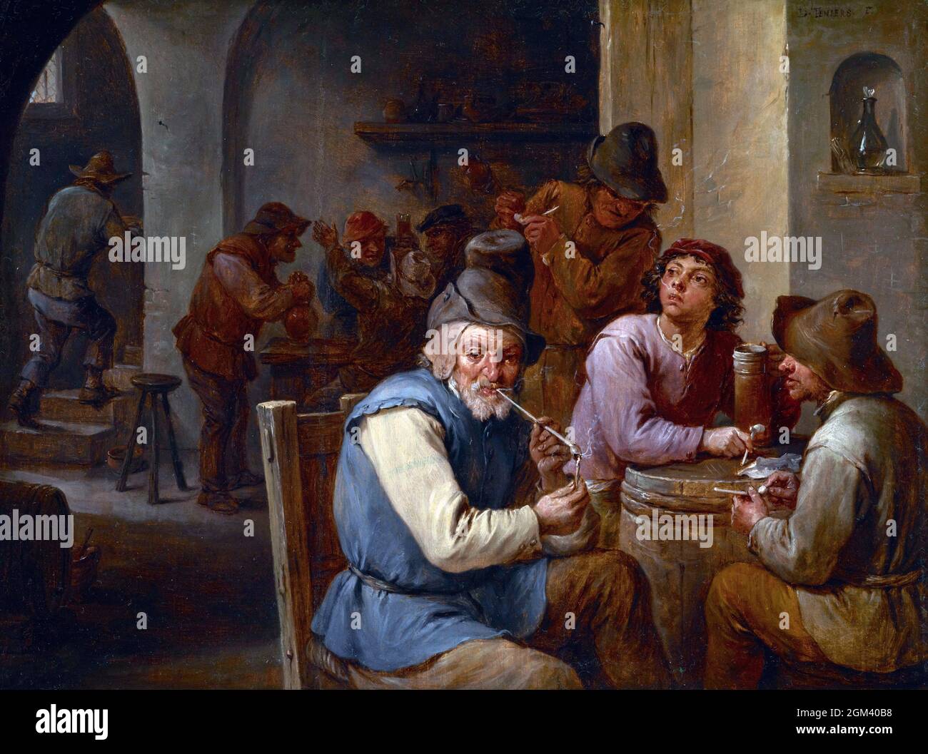 Il Country Pub by David Teniers il giovane (1610-1690), olio su legno, c.. 1660 Foto Stock