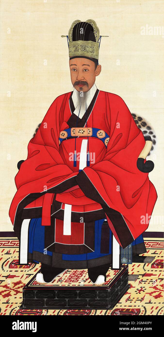 Ritratto di Yi Haeung (Heungseon Daewongun: 1820-1898), anonimo, colore su seta, c.. 1869 Foto Stock