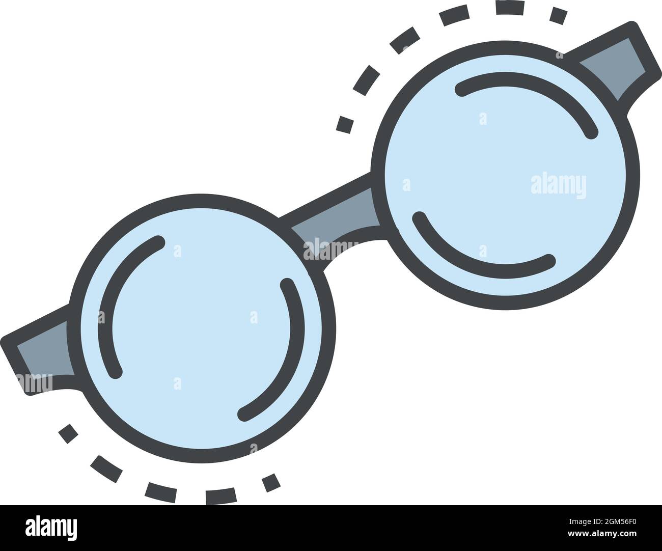 Icona a forma di occhiali rotondi. Contorno occhiali rotondi vettoriali icona colore piatto isolato su bianco Illustrazione Vettoriale