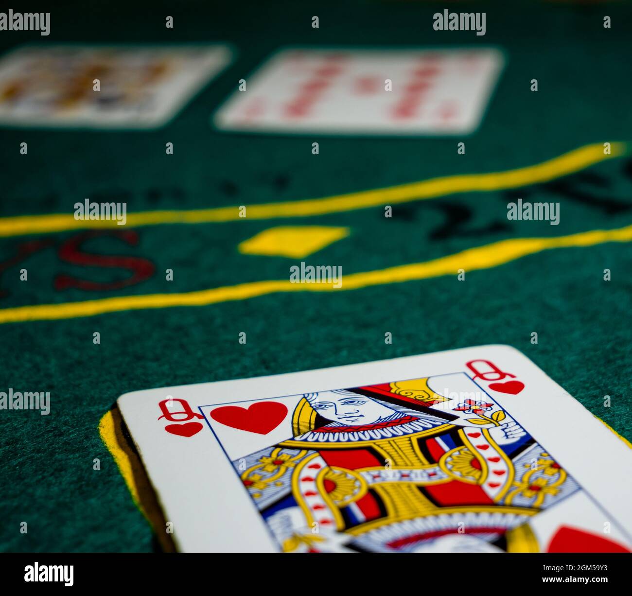 carte con la regina dei cuori, holdem del texas Foto Stock