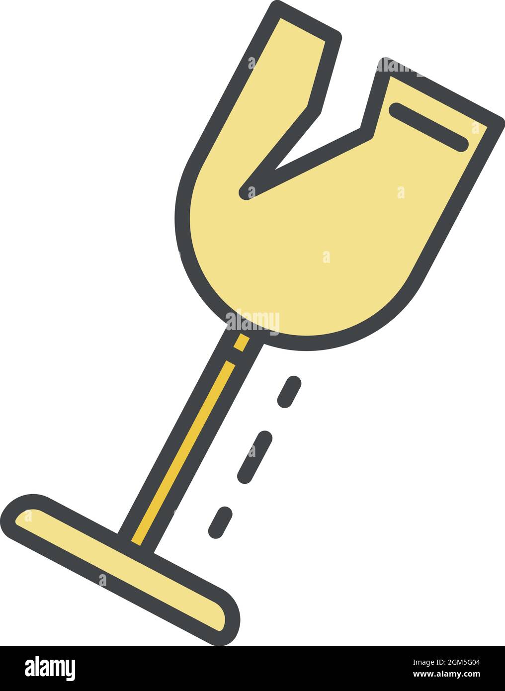 Icona del bicchiere di vino Crack. Profilo crack vino vetro vettore icona colore piatto isolato su bianco Illustrazione Vettoriale