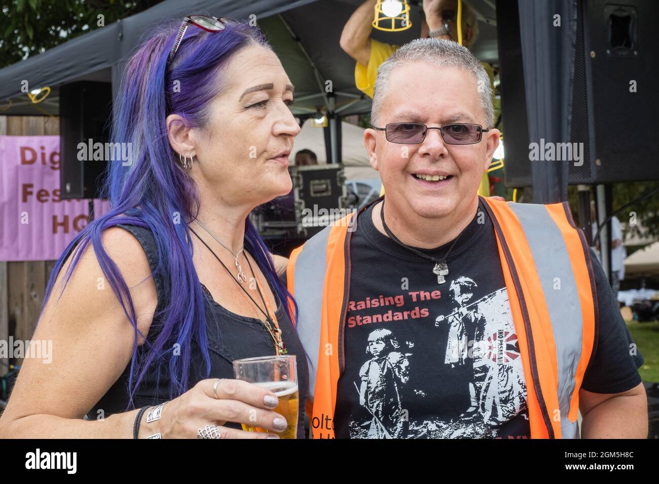 11.09.2021 Wigan, Greater Manchester, Regno Unito. Wigan Diggers' Festival, Wigan, gente del Regno Unito vestita per celebrare la vita e le idee di Wigan nato e allevato GE Foto Stock