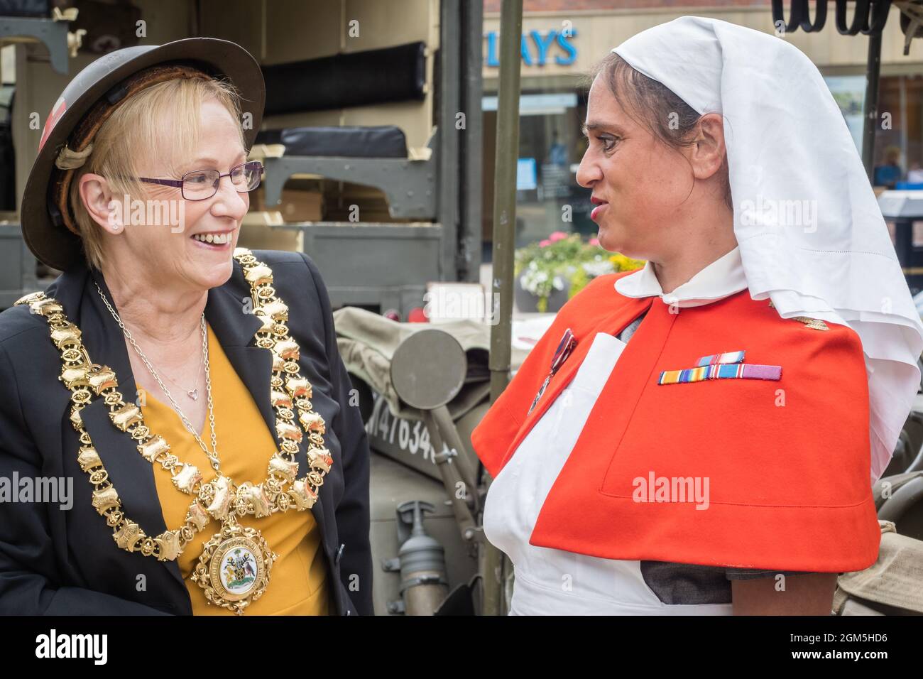 11.09.2021 Wigan, Greater Manchester, Regno Unito. Wigan Diggers' Festival, Wigan, gente del Regno Unito vestita per celebrare la vita e le idee di Wigan nato e allevato GE Foto Stock