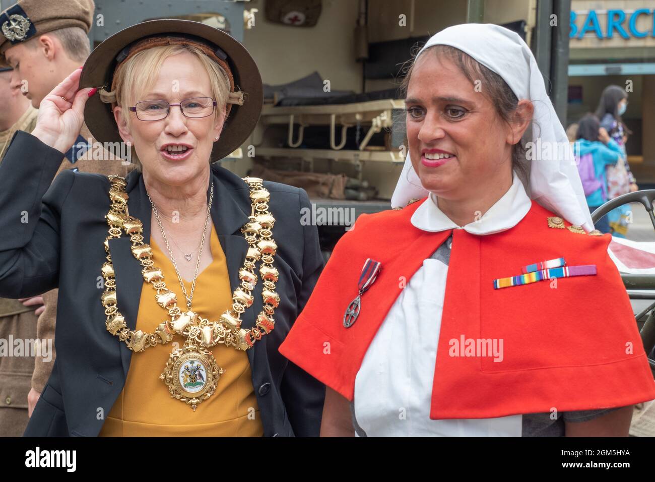 11.09.2021 Wigan, Greater Manchester, Regno Unito. Wigan Diggers' Festival, Wigan, gente del Regno Unito vestita per celebrare la vita e le idee di Wigan nato e allevato GE Foto Stock