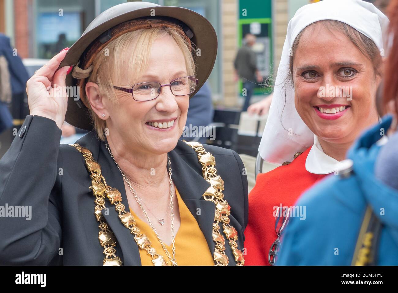 11.09.2021 Wigan, Greater Manchester, Regno Unito. Wigan Diggers' Festival, Wigan, gente del Regno Unito vestita per celebrare la vita e le idee di Wigan nato e allevato GE Foto Stock