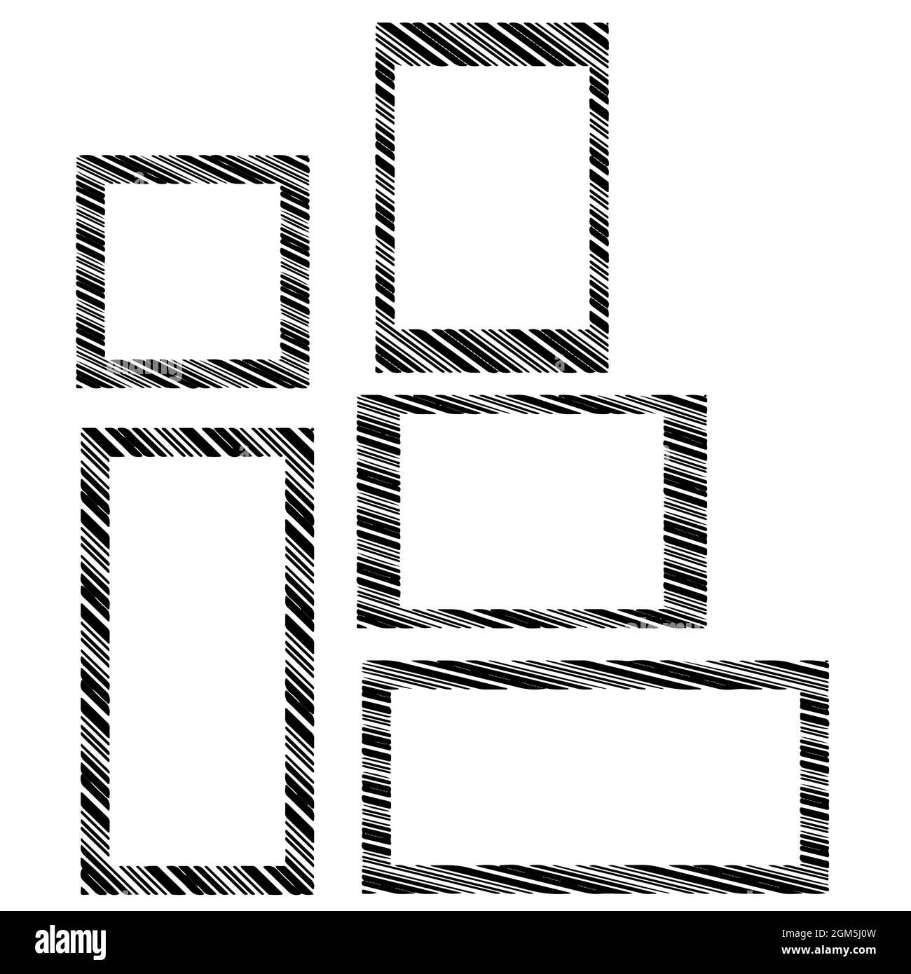 Set di cornici grunge nere su sfondo bianco Illustrazione Vettoriale