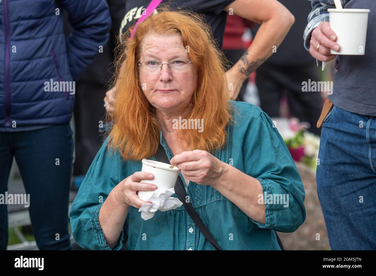 11.09.2021 Wigan, Greater Manchester, Regno Unito. Wigan Diggers' Festival, Wigan, gente del Regno Unito vestita per celebrare la vita e le idee di Wigan nato e allevato GE Foto Stock