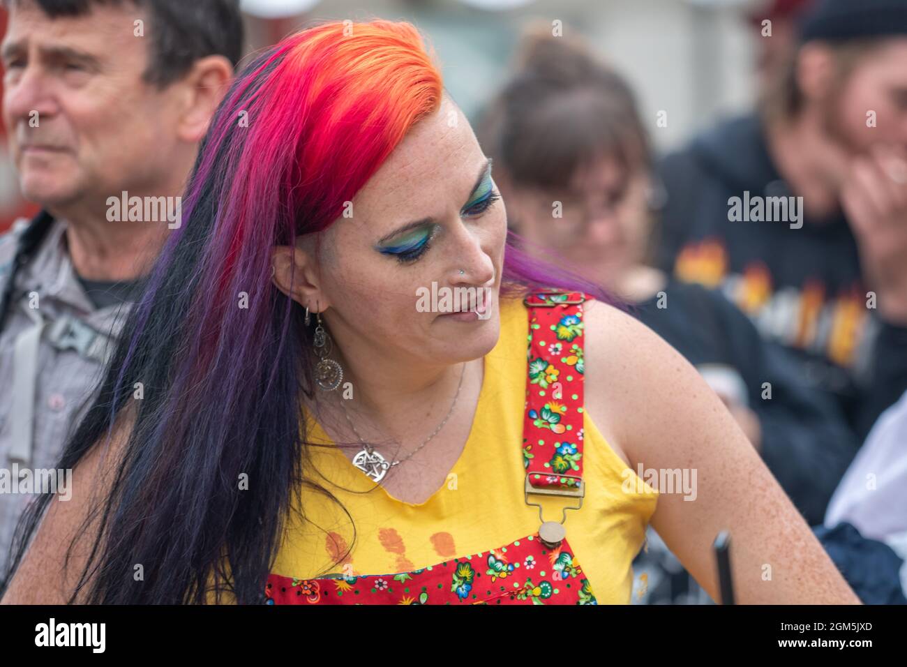 11.09.2021 Wigan, Greater Manchester, Regno Unito. Wigan Diggers' Festival, Wigan, gente del Regno Unito vestita per celebrare la vita e le idee di Wigan nato e allevato GE Foto Stock