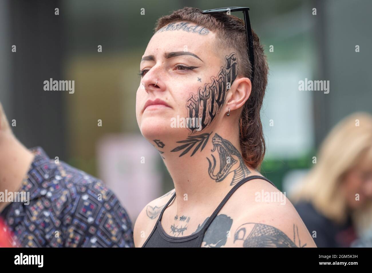 11.09.2021 Wigan, Greater Manchester, Regno Unito. Wigan Diggers' Festival, Wigan, gente del Regno Unito vestita per celebrare la vita e le idee di Wigan nato e allevato GE Foto Stock