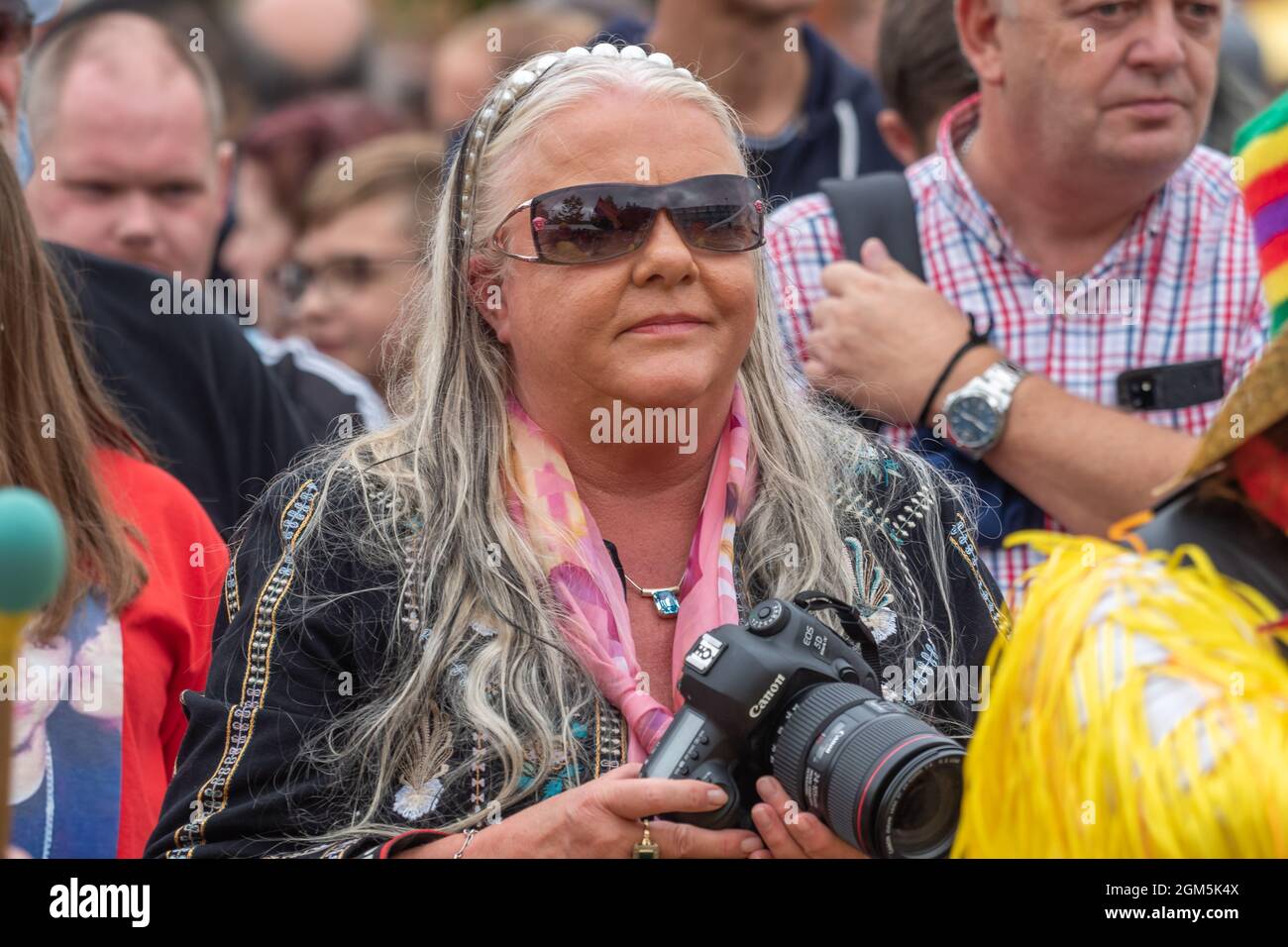 11.09.2021 Wigan, Greater Manchester, Regno Unito. Wigan Diggers' Festival, Wigan, gente del Regno Unito vestita per celebrare la vita e le idee di Wigan nato e allevato GE Foto Stock
