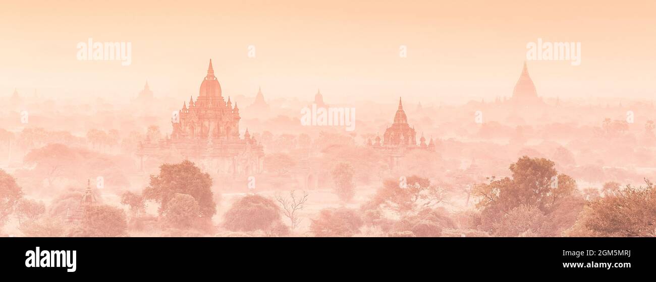 Templi di Bagan in Birmania, Myanmar, Asia. Foto Stock