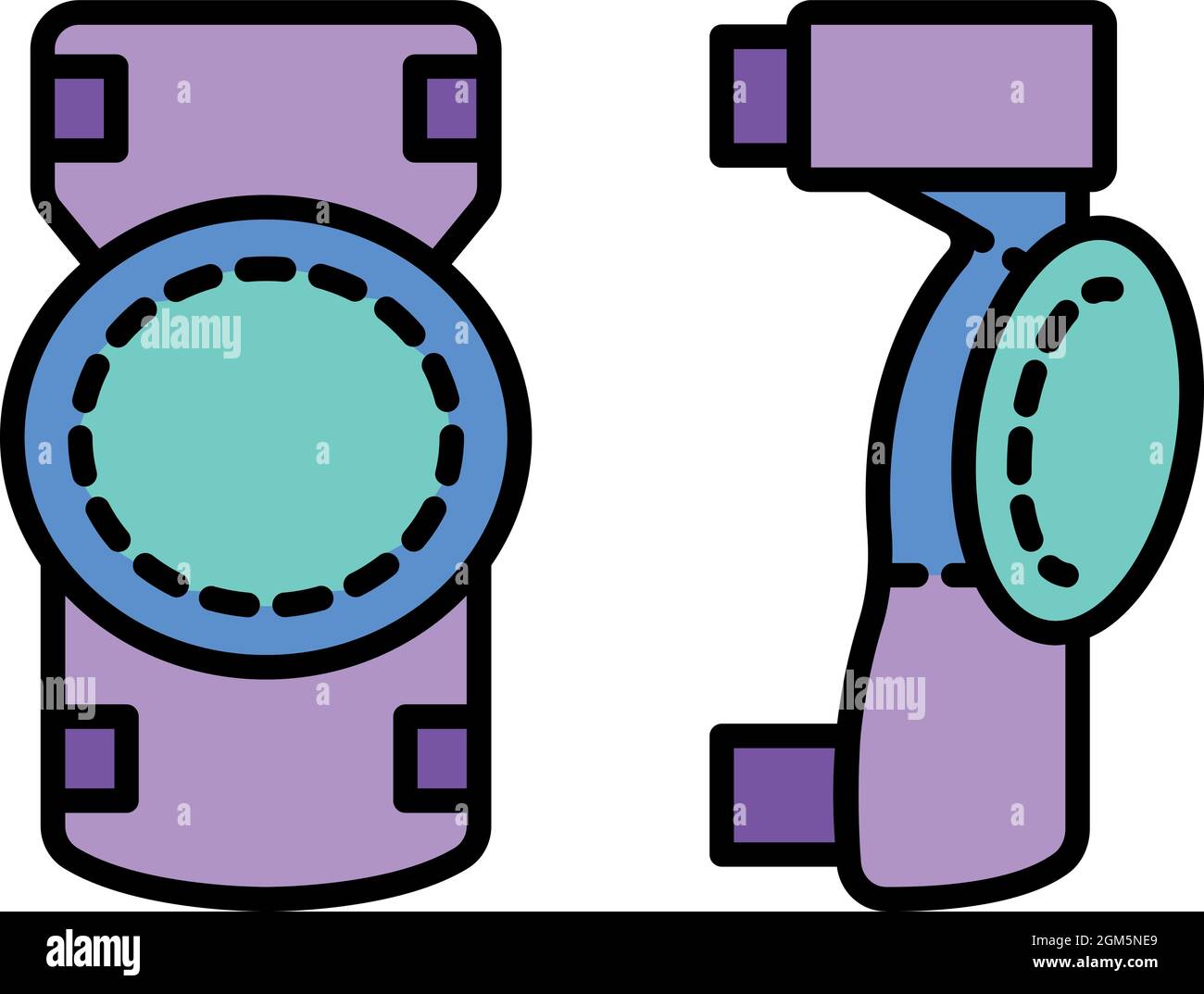 Icona protezione ginocchio Hockey. Profilo hockey protezione del ginocchio vettore icona colore piatto isolato su bianco Illustrazione Vettoriale