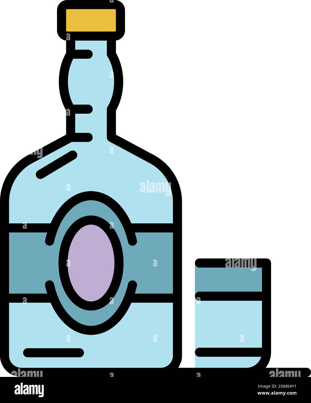 Vecchia icona della bottiglia di whisky. Contorno vecchio vettore bottiglia whisky icona colore piatto isolato su bianco Illustrazione Vettoriale
