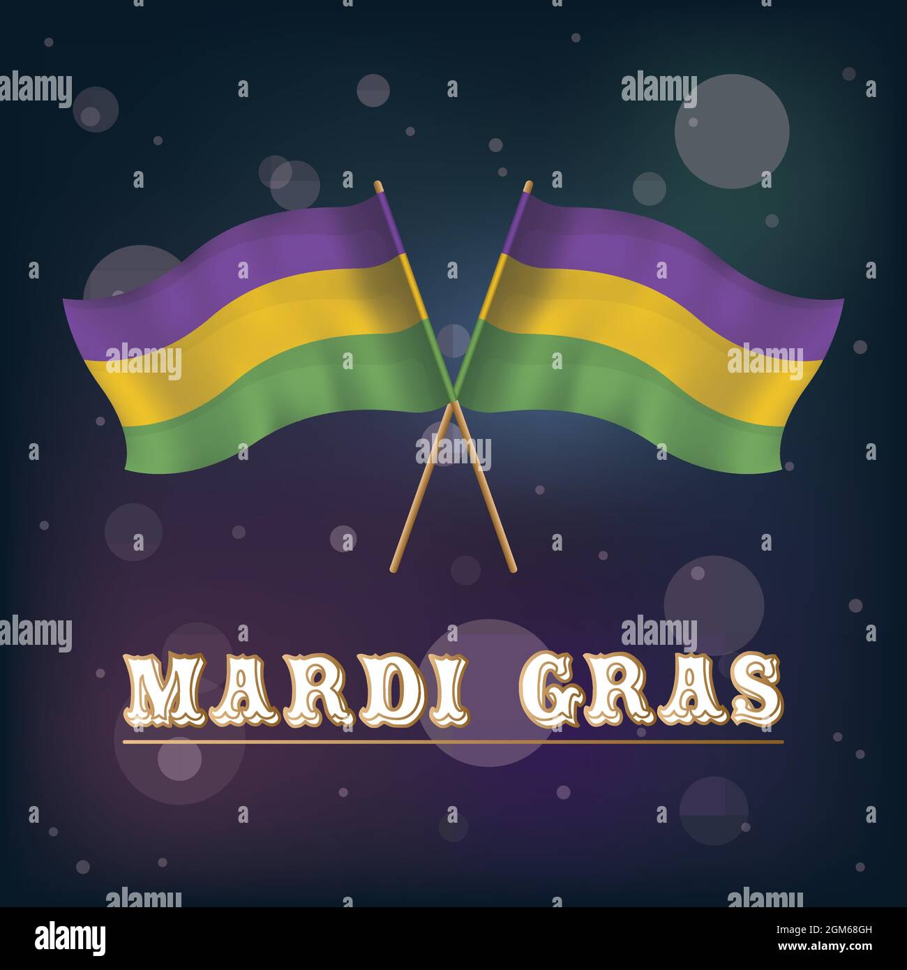 Coppia di bandiere colorate poster Mardi Gras Illustrazione Vettoriale