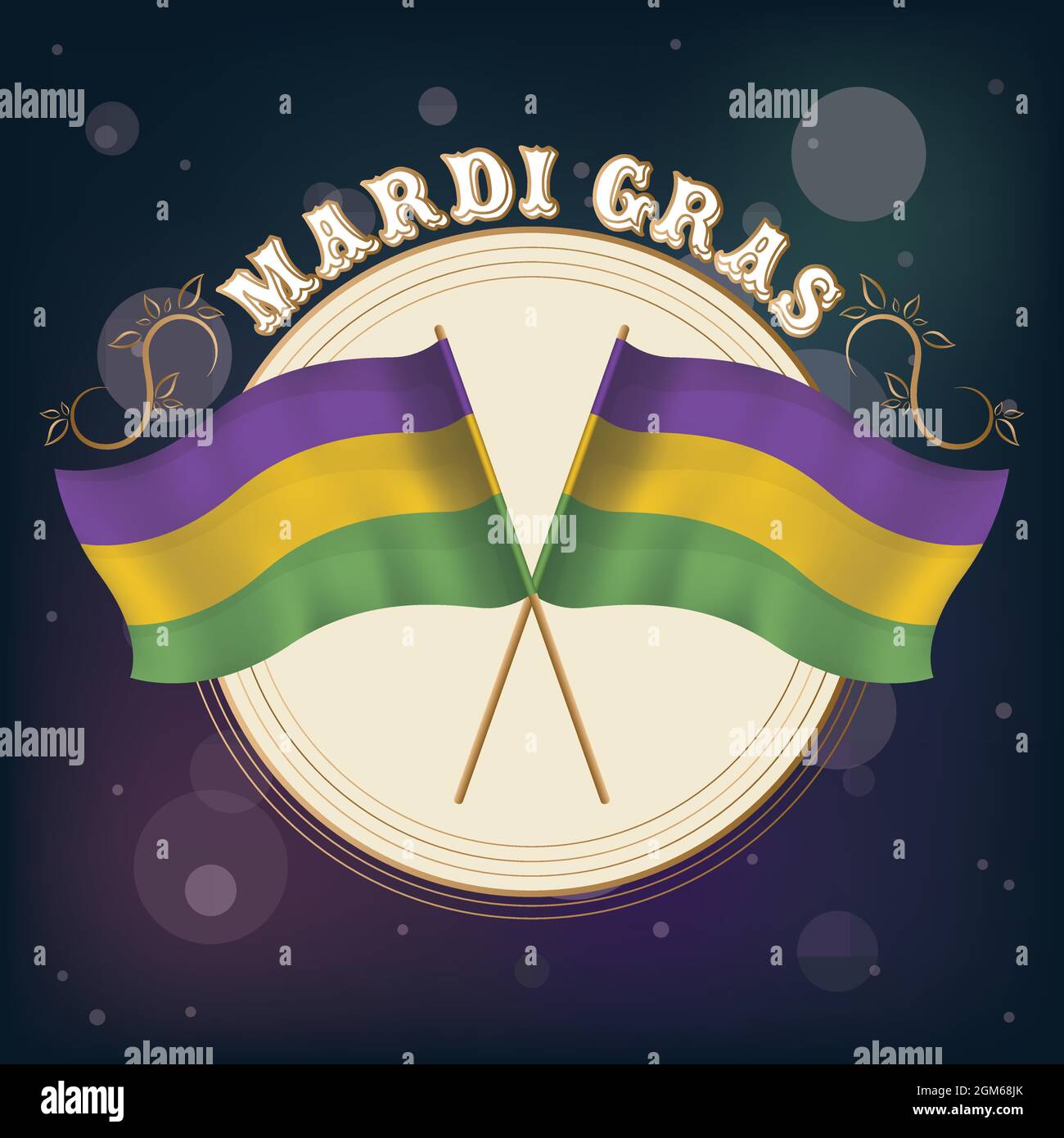 Coppia di bandiere colorate poster Mardi Gras Illustrazione Vettoriale