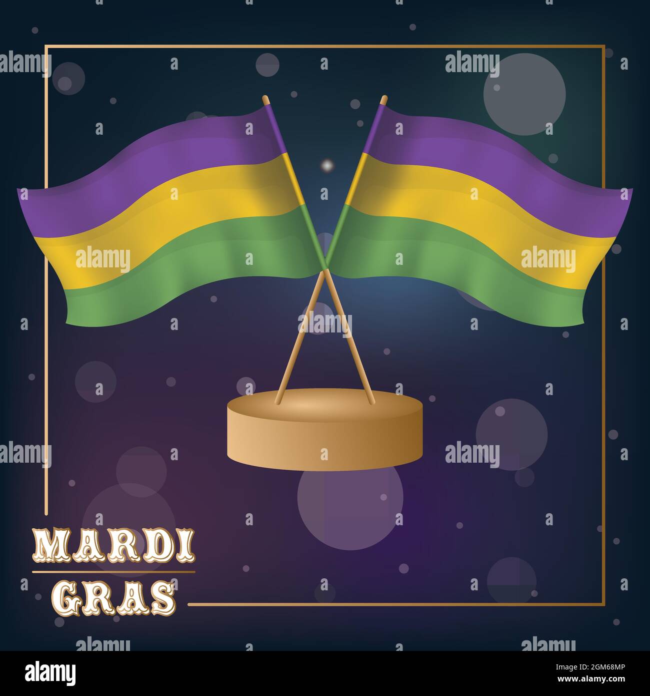 Coppia di bandiere colorate poster Mardi Gras Illustrazione Vettoriale