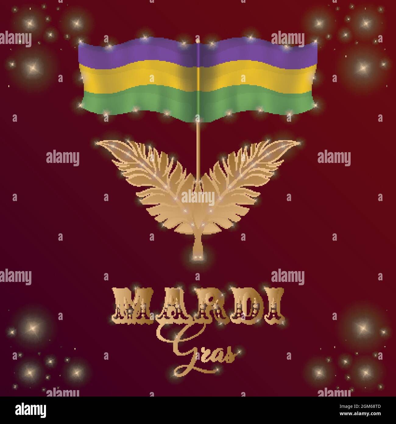 Coppia di bandiere colorate poster Mardi Gras Illustrazione Vettoriale