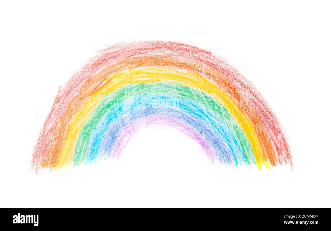 Disegno a matita di arcobaleno su sfondo bianco Foto stock - Alamy